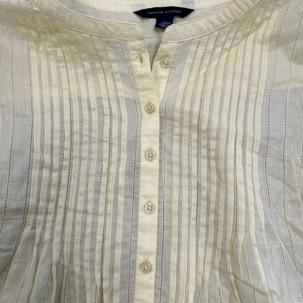 light yellow Tommy Hilfiger blouse features eyelet lace detailing Xxl - Picture 3 of 12